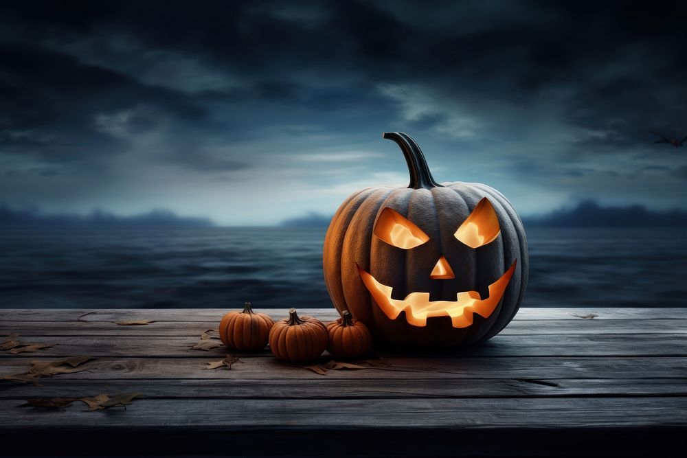 Halloween pumpkin spooky night face. AI generated Image by rawpixel.
