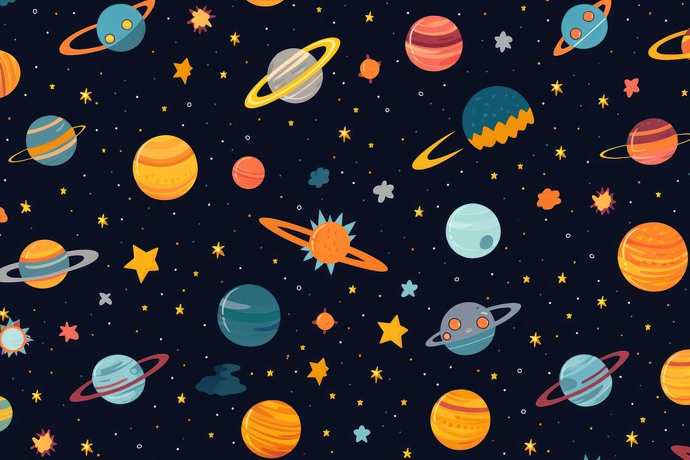 Outer space doodle pattern backgrounds astronomy. AI generated Image by rawpixel.