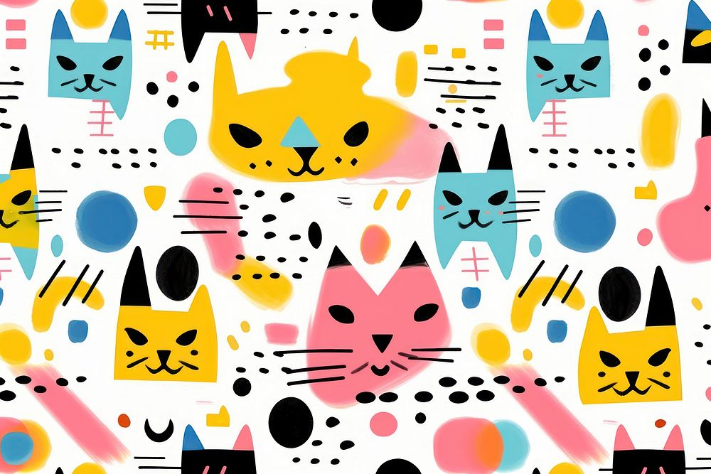 Cat pattern art backgrounds. AI generated Image by rawpixel.