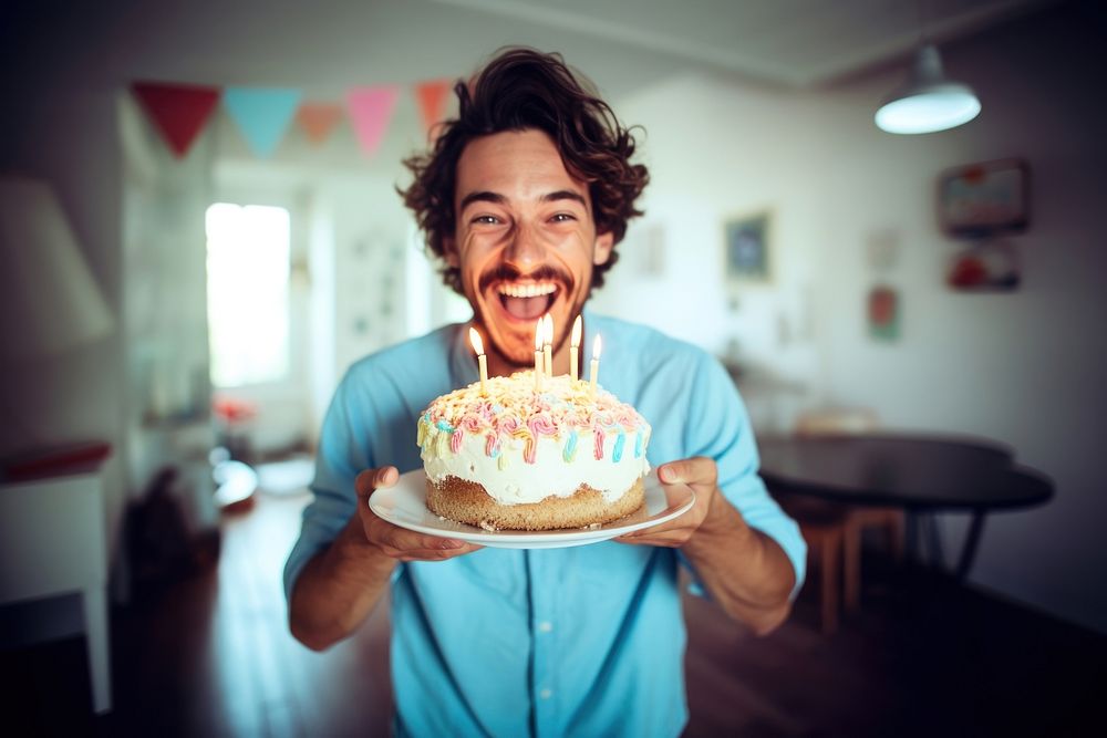 Birthday cake cheerful portrait dessert. AI generated Image by rawpixel.