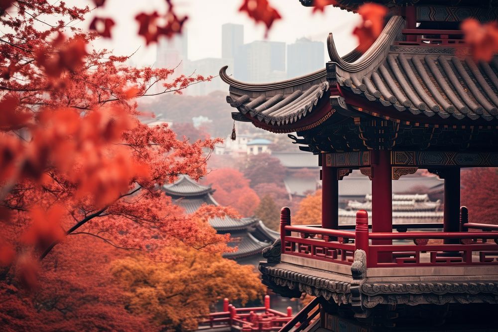 Chinese background outdoors autumn nature. AI generated Image by rawpixel.