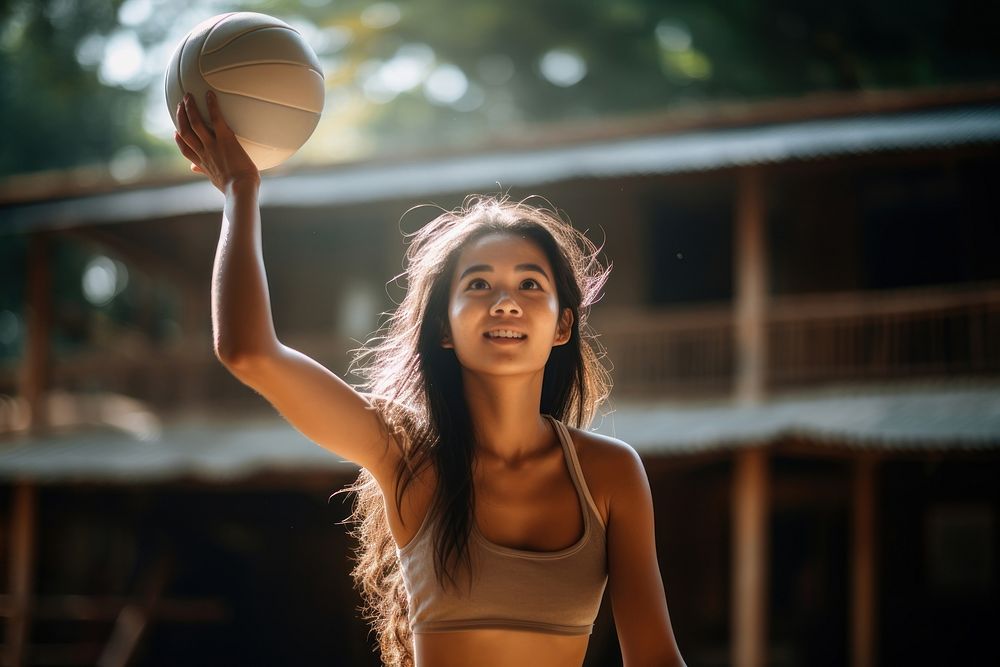 Woman play vollayball basketball sports determination. AI generated Image by rawpixel.