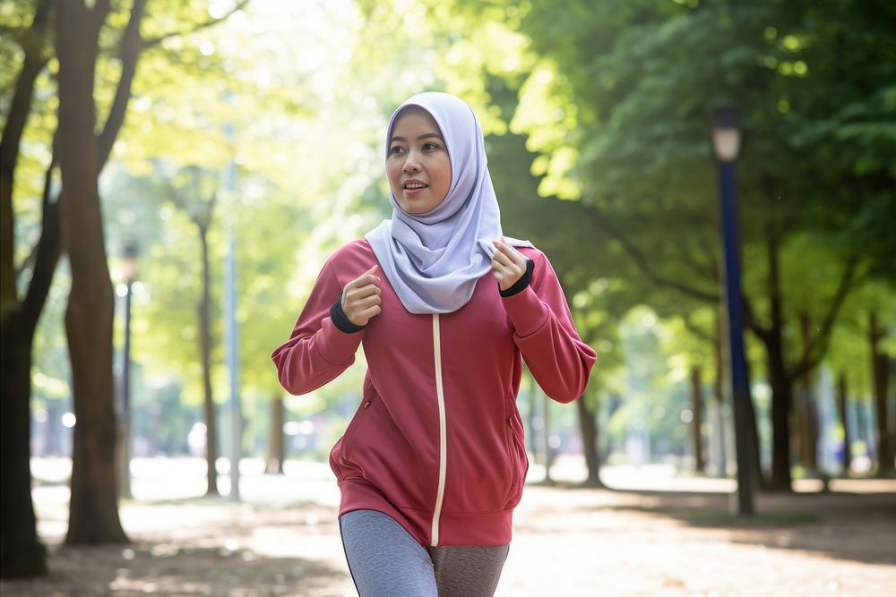 Jogging running hijab scarf. AI generated Image by rawpixel.