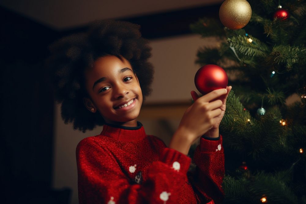 Christmas tree portrait holding child. AI generated Image by rawpixel.