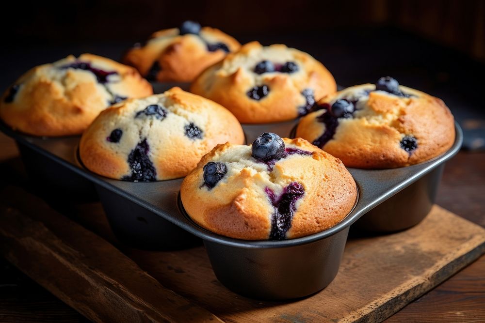 Blueberry muffins dessert fruit food. AI generated Image by rawpixel.