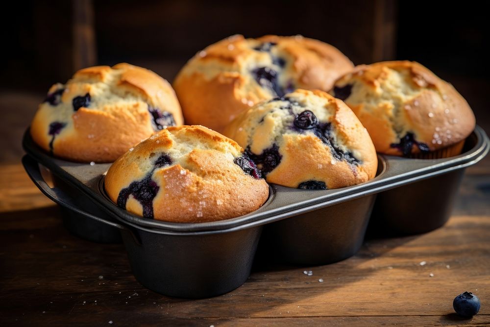 Blueberry muffins dessert bread food. AI generated Image by rawpixel.