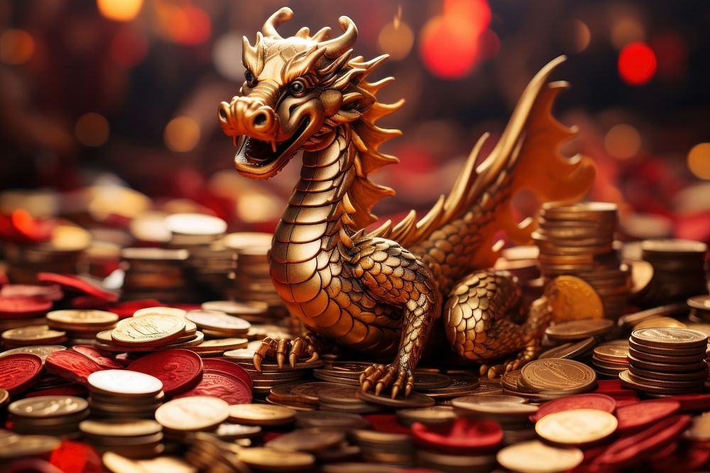 Chinese new year dragon coin representation. AI generated Image by rawpixel.