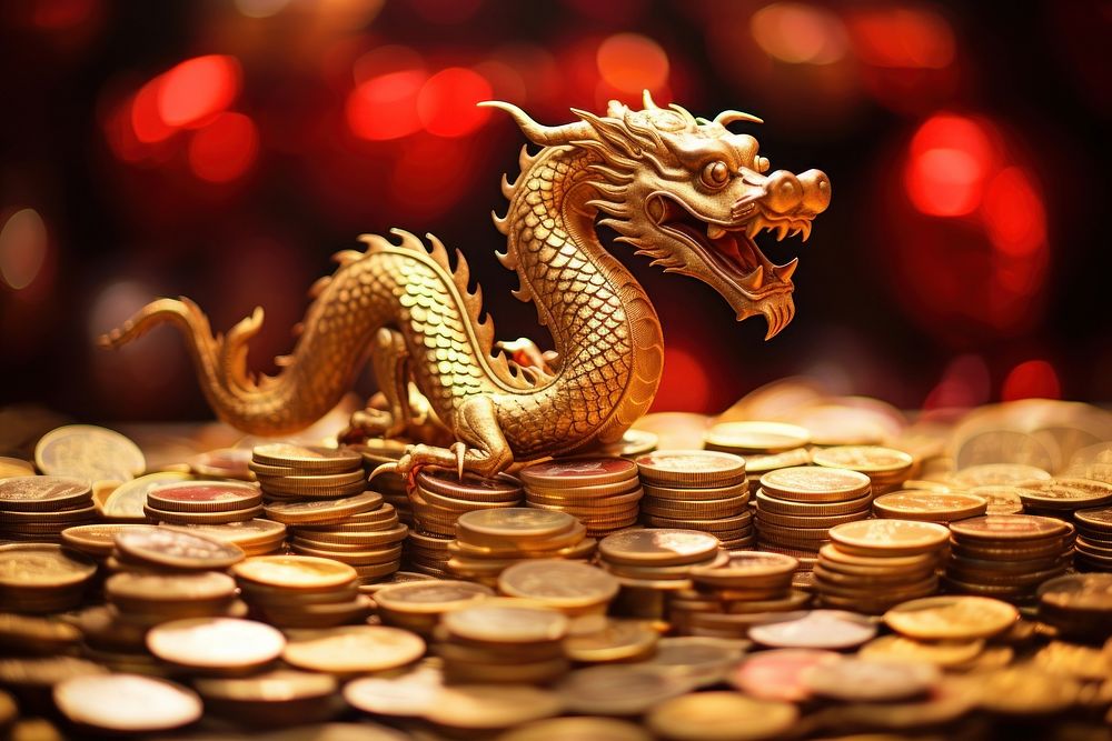 Chinese new year dragon money coin. AI generated Image by rawpixel.
