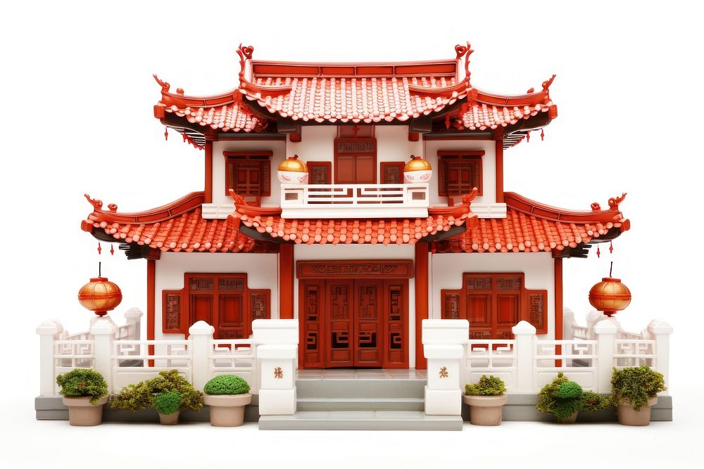 Chinese new year house exterior architecture building shrine. AI generated Image by rawpixel.