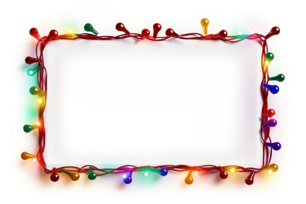 Christmas lights rectangle frame decoration christmas white background illuminated. AI generated Image by rawpixel.