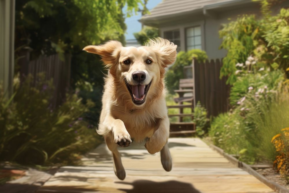 Dog outdoors running mammal. AI generated Image by rawpixel.