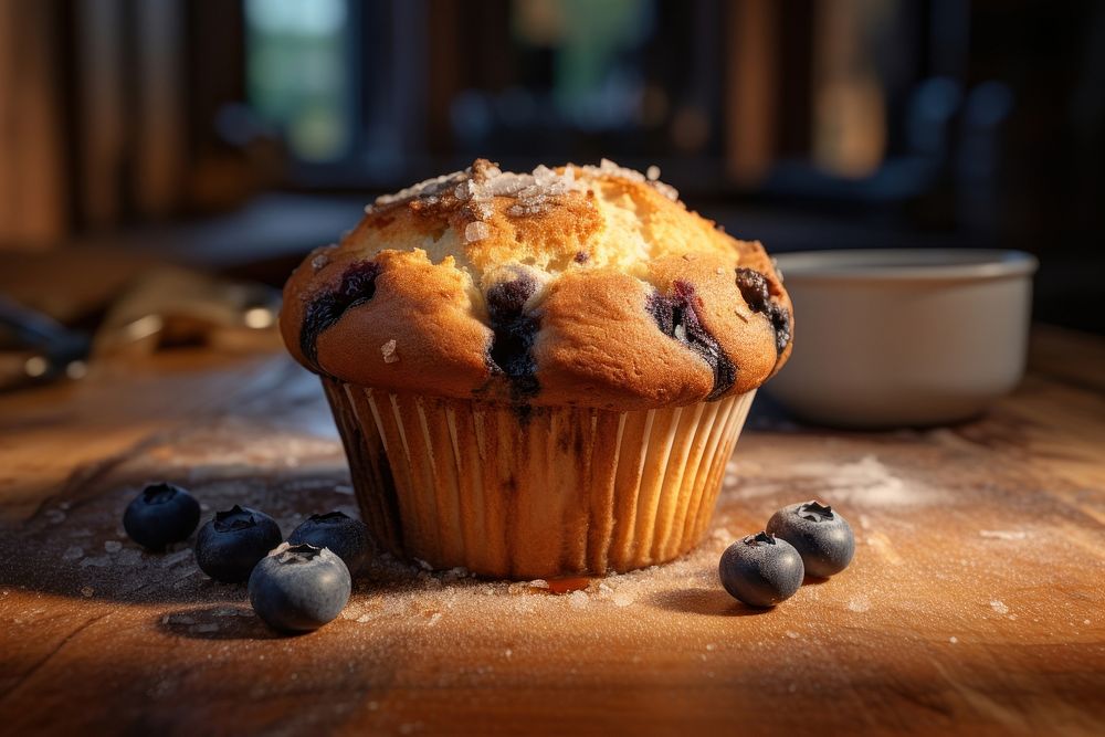 Blueberry muffin dessert fruit baked. AI generated Image by rawpixel.