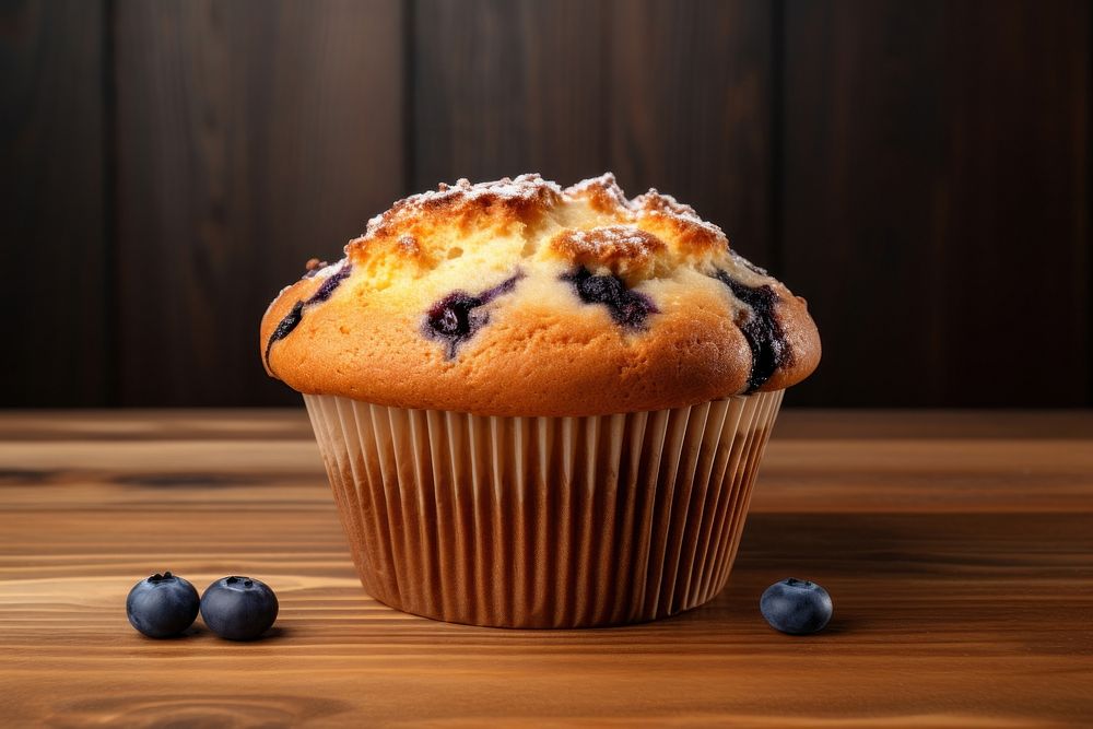 Blueberry muffin dessert cupcake baked. AI generated Image by rawpixel.