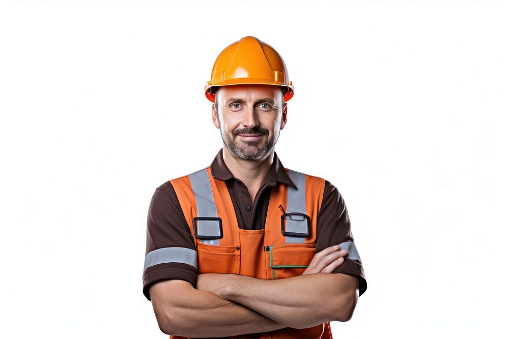 Professional tradesman hardhat helmet white background. AI generated Image by rawpixel.
