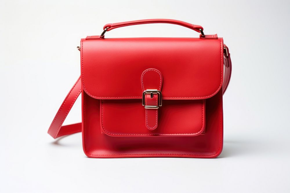 Red satchel bag briefcase handbag purse. AI generated Image by rawpixel.