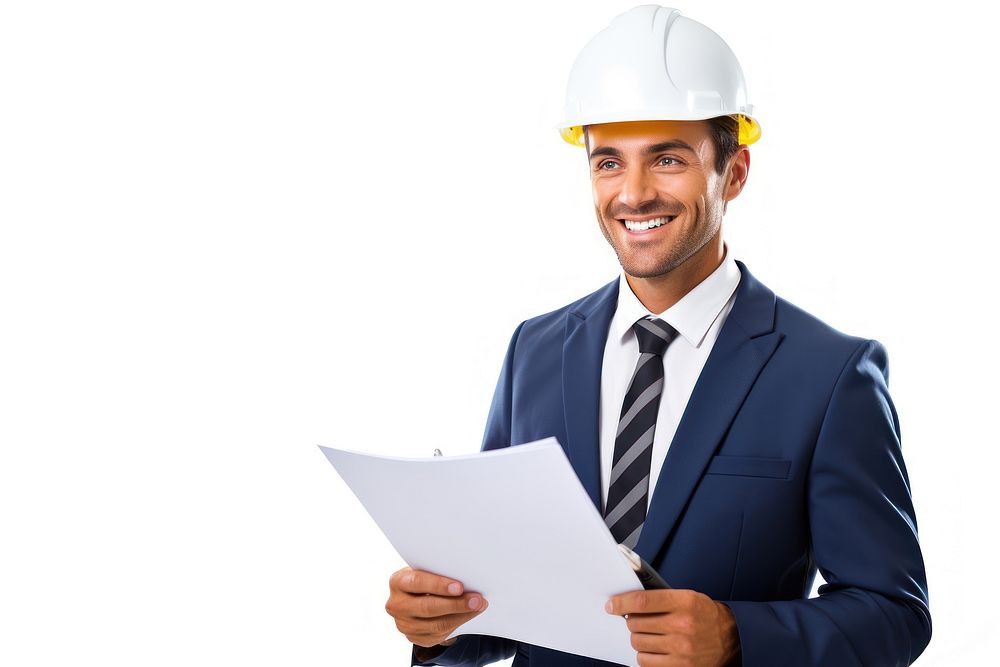 Hardhat helmet white background architecture. AI generated Image by rawpixel.