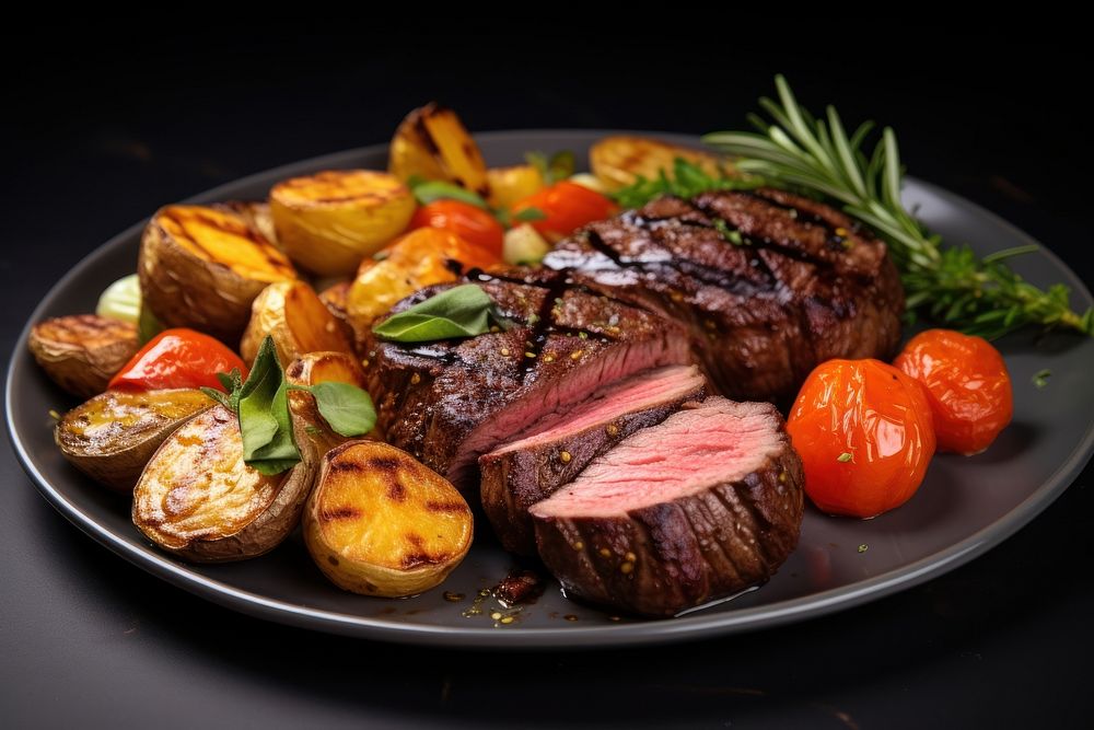 Vegetable steak plate meat. AI generated Image by rawpixel.
