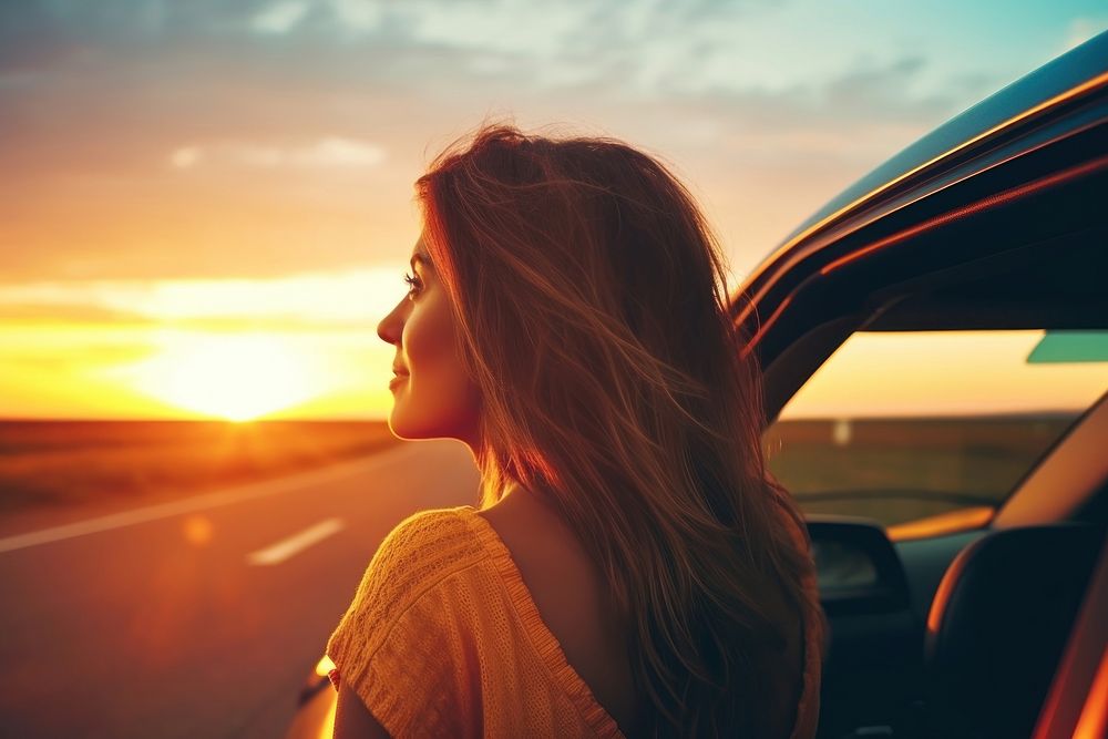 Car travel driving road trip photography vacation sunset. AI generated Image by rawpixel.