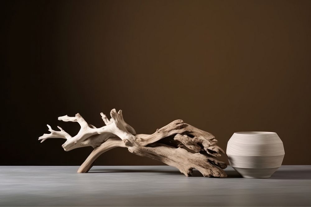 Podium wood driftwood sculpture. AI generated Image by rawpixel.
