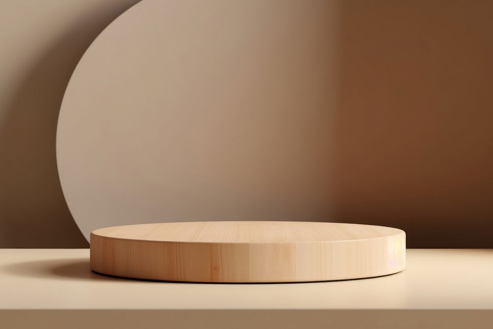 Podium Mockup product shape table wood. AI generated Image by rawpixel.