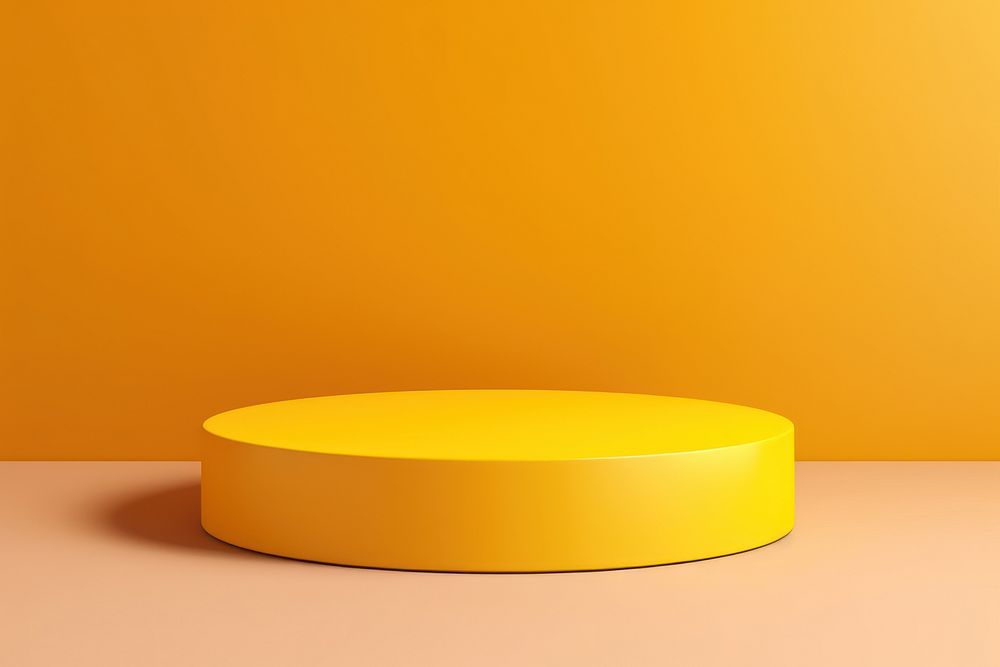 Podium Mockup product yellow shape yellow background. AI generated Image by rawpixel.