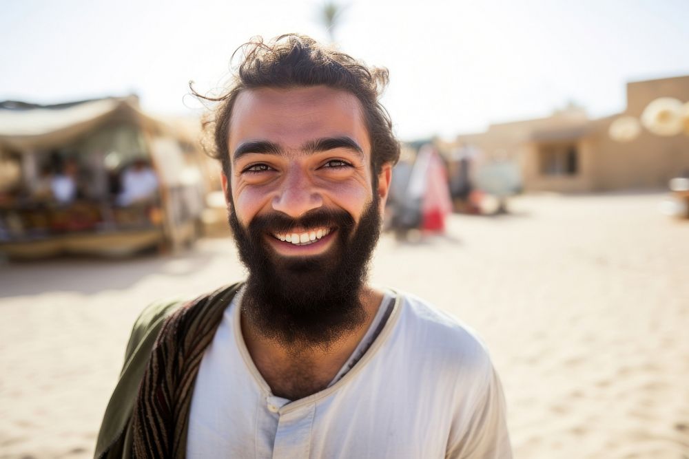 Middle Eastern man portrait outdoors smiling. AI generated Image by rawpixel.