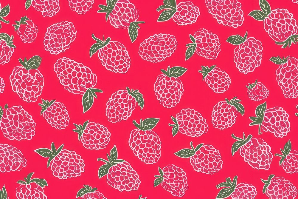 Raspberry pattern backgrounds strawberry. AI generated Image by rawpixel.
