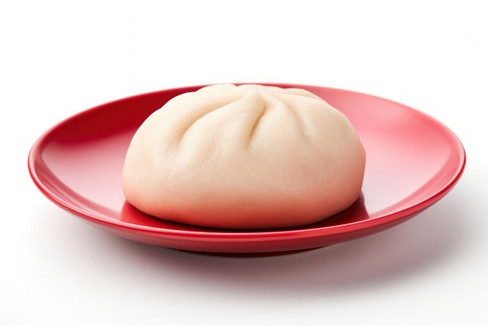 Chinese steamed bun plate food red. AI generated Image by rawpixel.