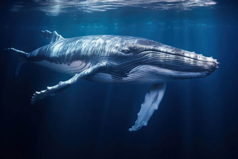 Baby humpback whale animal mammal water. AI generated Image by rawpixel.