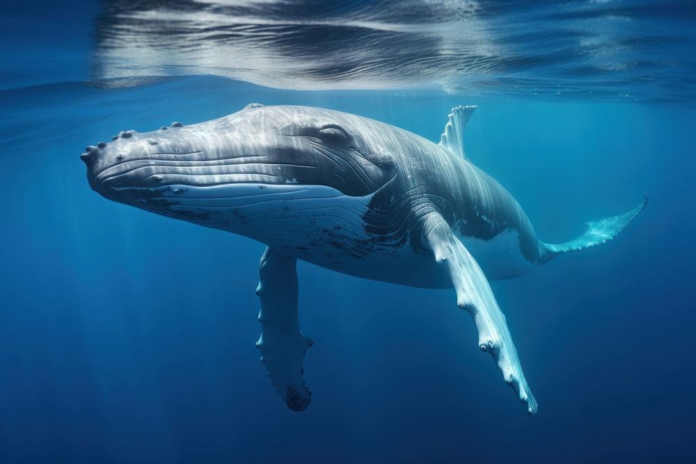 Whale animal mammal water. AI generated Image by rawpixel.