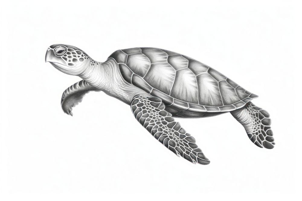  Turtle sea drawing sketch reptile. AI generated Image by rawpixel.