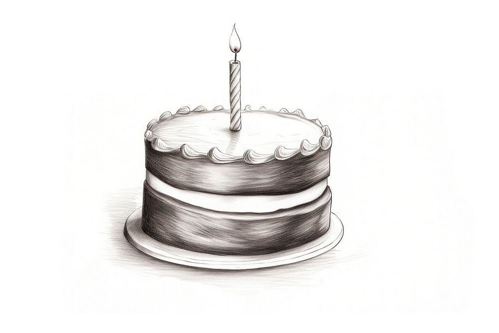  Birthday cake drawing sketch dessert. AI generated Image by rawpixel.