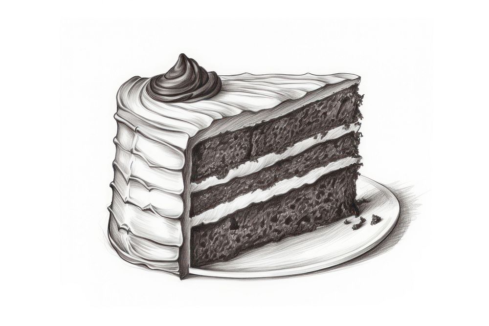  Chocolate cake dessert drawing sketch. AI generated Image by rawpixel.