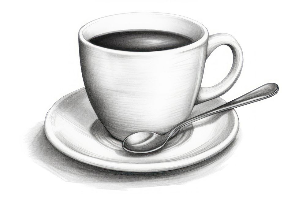  Hot chocolate drink drawing saucer coffee. AI generated Image by rawpixel.