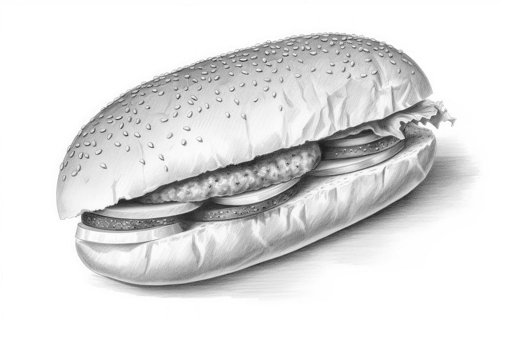  Sandwich sketch bread food. AI generated Image by rawpixel.