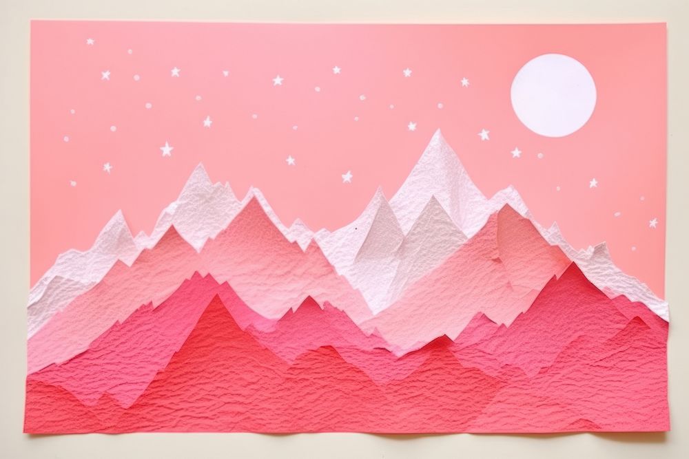 Mountain art paper tranquility. AI generated Image by rawpixel.