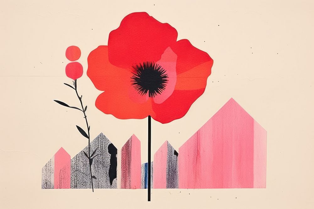 Flower art poppy plant. AI generated Image by rawpixel.