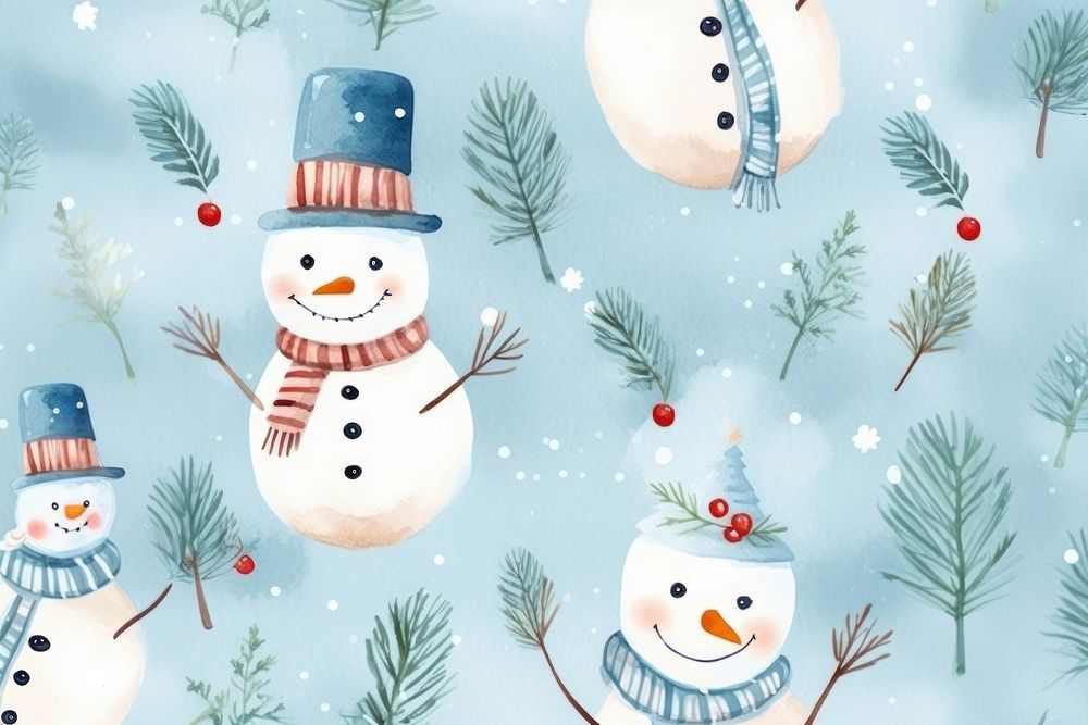 Snowman backgrounds pattern winter. AI generated Image by rawpixel.