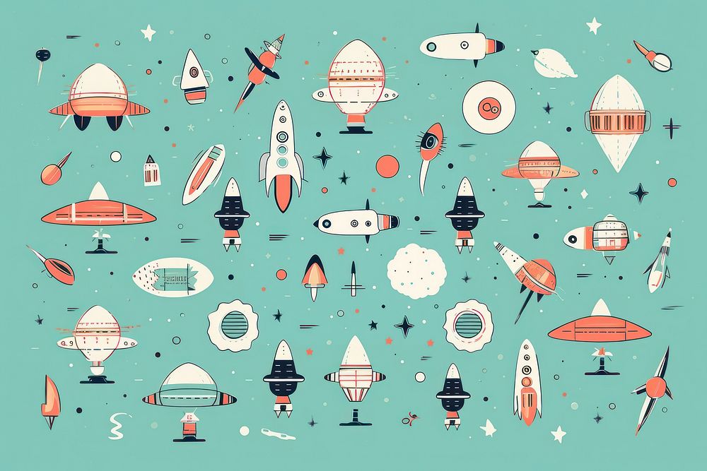 Spaceship pattern transportation illustrated. AI generated Image by rawpixel.