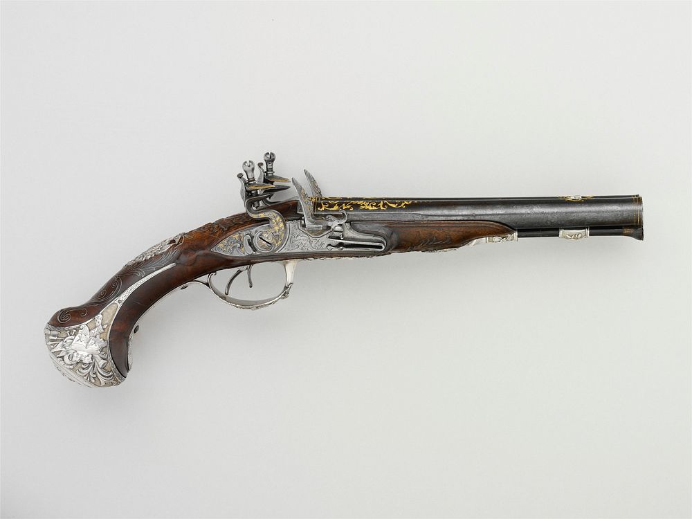 Pair of Double-Barreled Flintlock Pistols