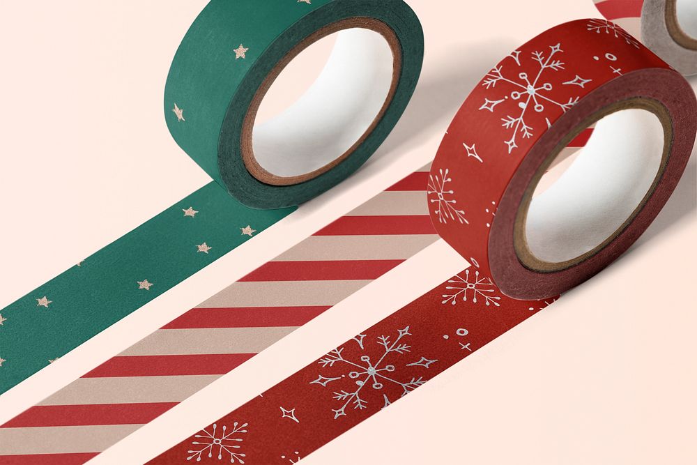 Christmas washi tape mockup psd