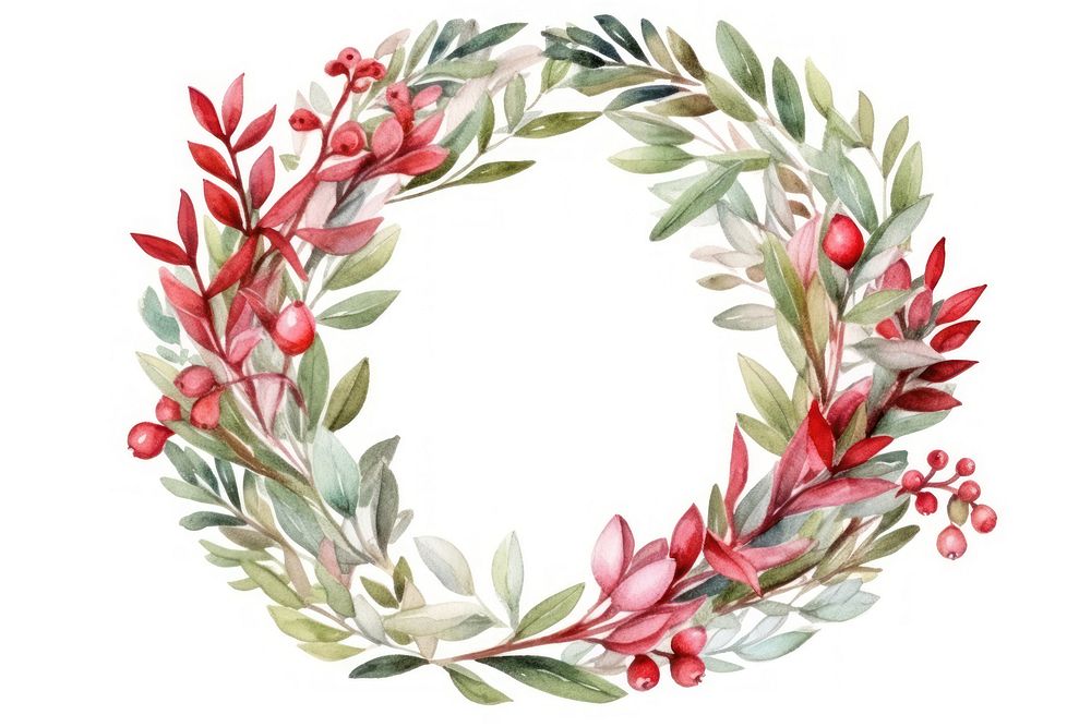 Christmas wreath pattern plant red. AI generated Image by rawpixel.