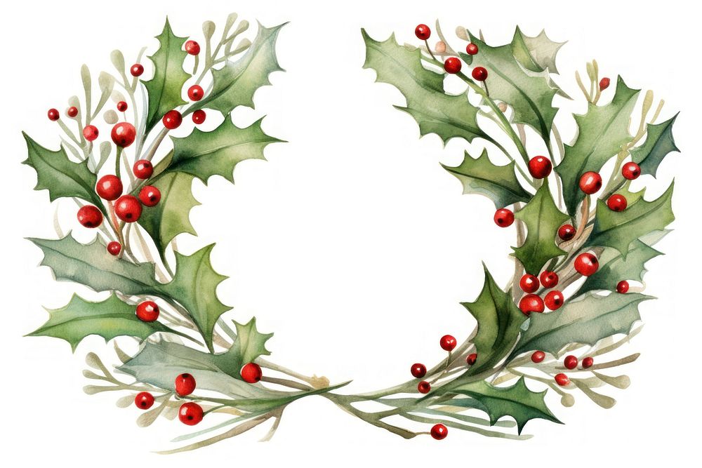 Christmas laural wreath plant leaf white background. AI generated Image by rawpixel.