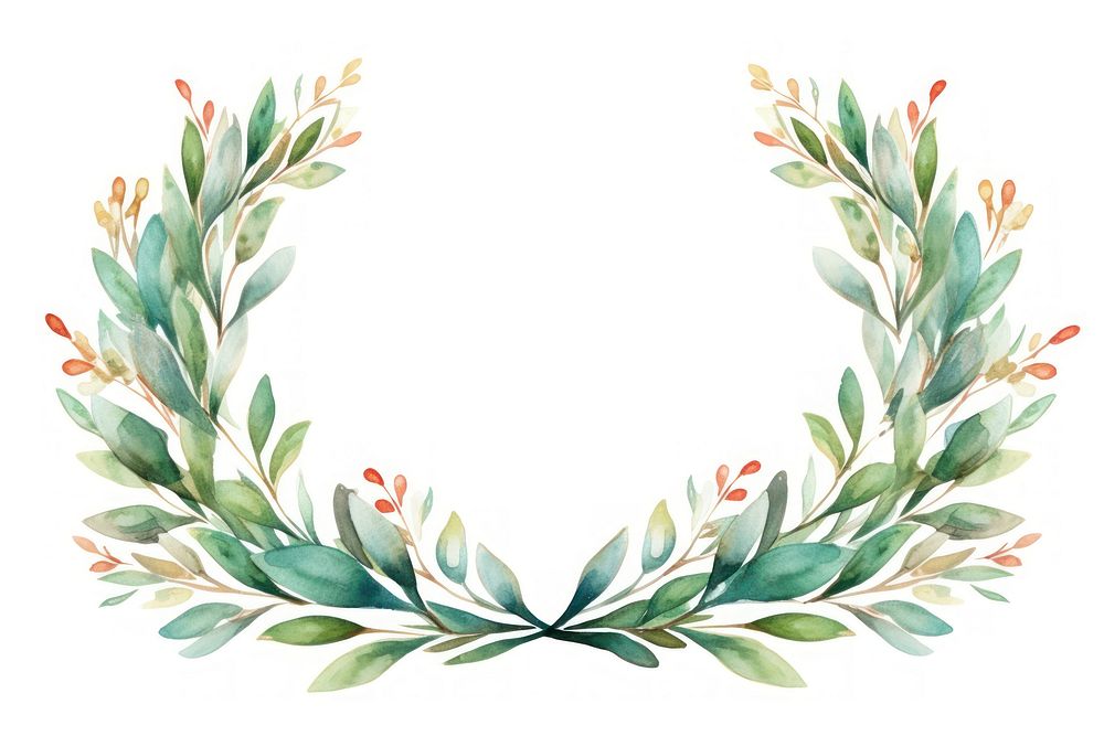 Christmas laurel wreath pattern plant white background. AI generated Image by rawpixel.