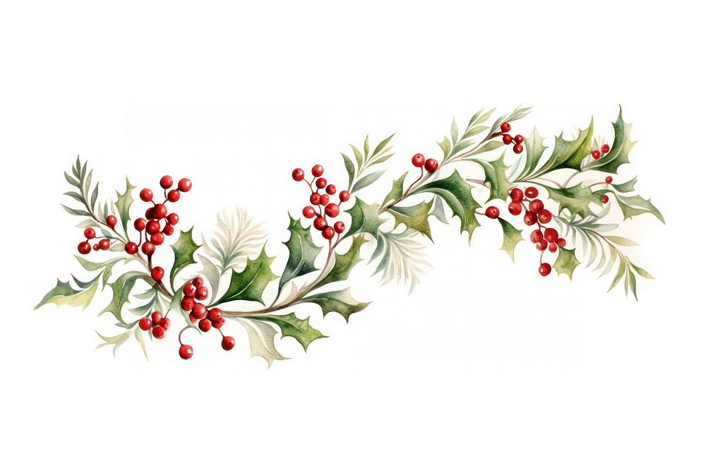 Christmas laurel pattern plant white. AI generated Image by rawpixel.