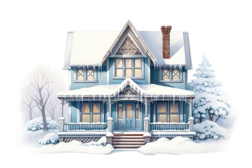 Winter house architecture building cottage. AI generated Image by rawpixel.