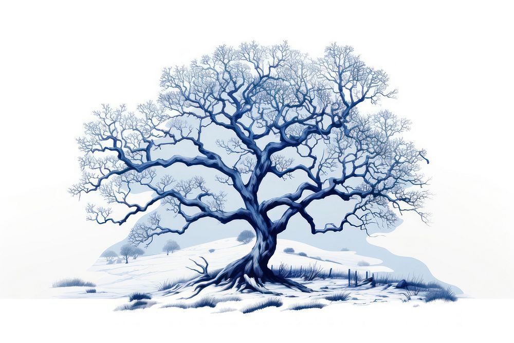 Winter tree drawing sketch plant. AI generated Image by rawpixel.