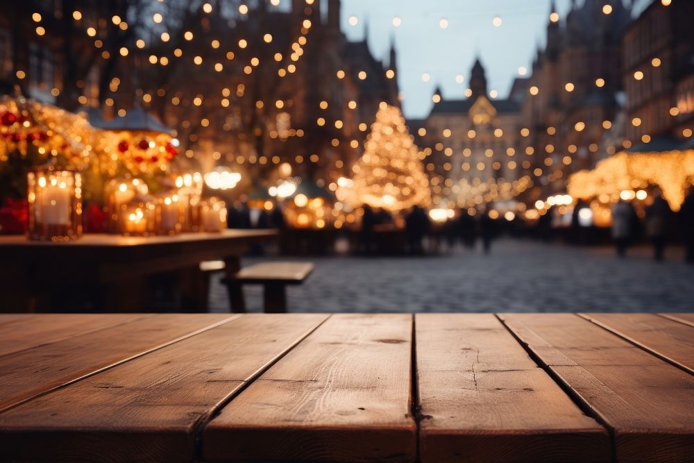 Christmas wood outdoors lighting. AI generated Image by rawpixel.