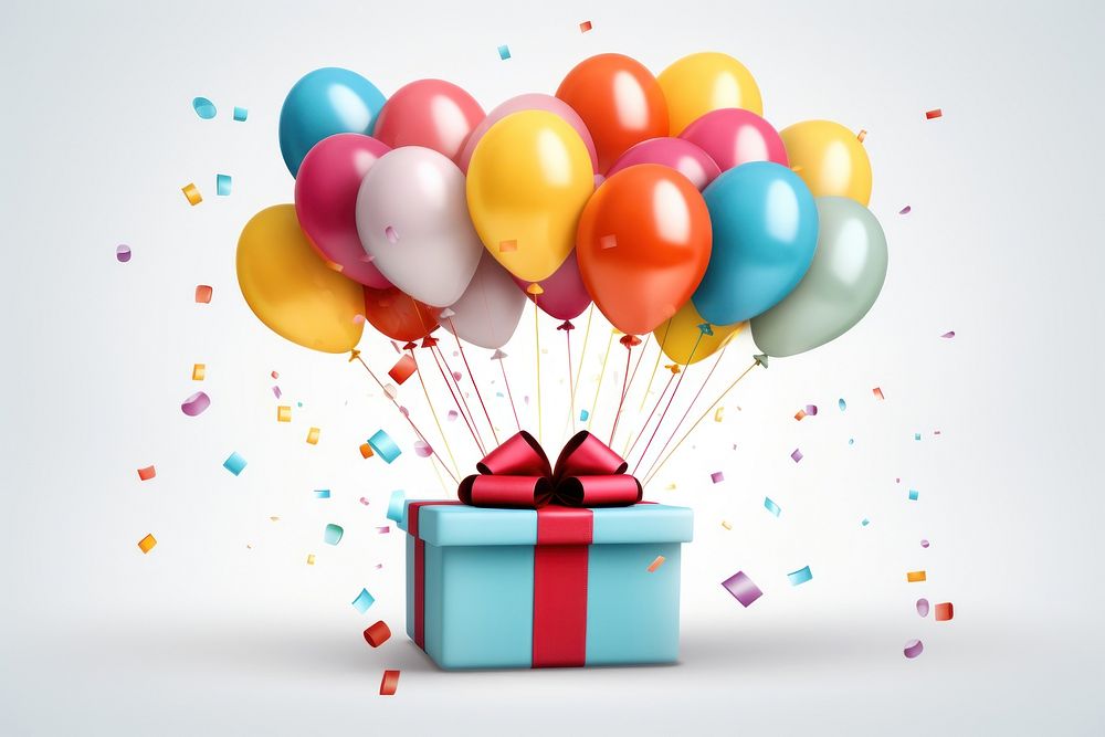 Gift balloon birthday bow. AI generated Image by rawpixel.