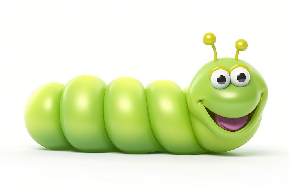 Caterpillar green white background wildlife. AI generated Image by rawpixel.